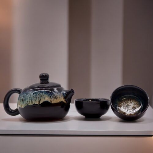 Herbal Black Glaze teekannu komplekt – teekann ja kaks tassi